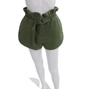 Sea Women Paperbag Shorts Green Cotton Tie Waist Size 4
